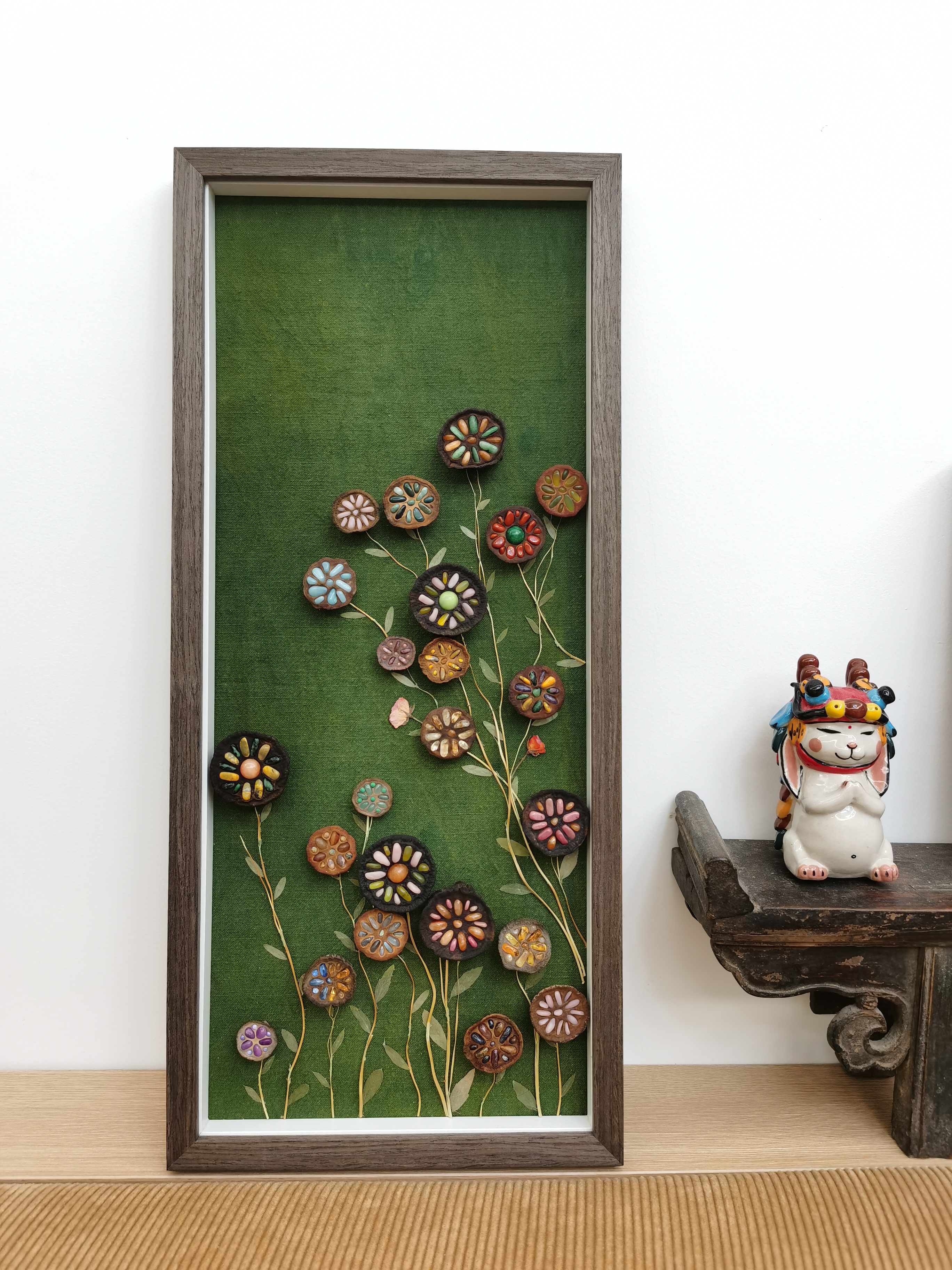 【秾华】手工原创禅意莲蓬相框桌摆国风民宿家居软装装饰画