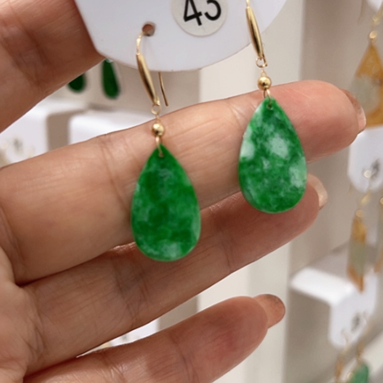 【闪购商品】翡翠耳饰18K金镶嵌翡翠耳坠