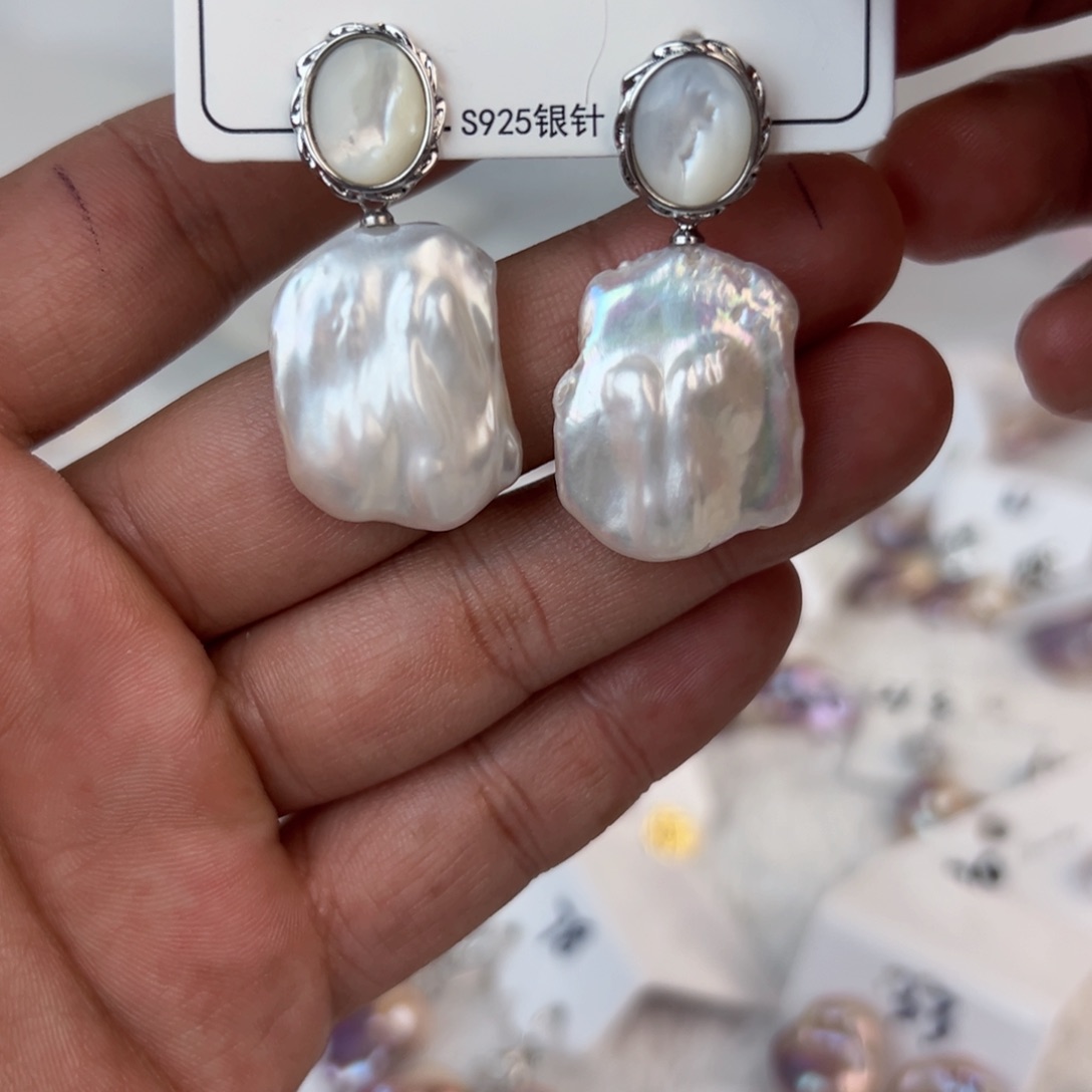 淡水珍珠耳饰未镶嵌এ***゜