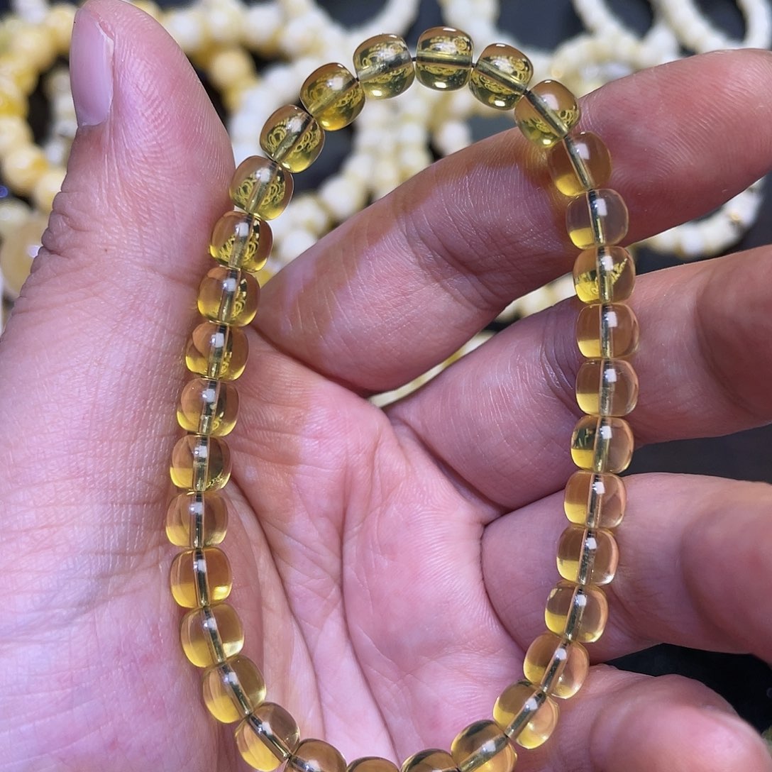 蓝珀手串未镶嵌蓝珀6.5✖️6精工1:0.5
