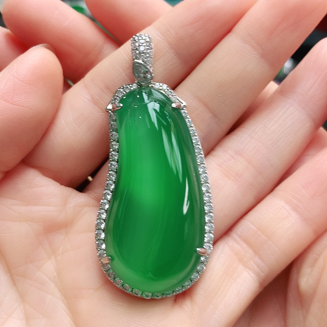 玛瑙/玉髓吊坠银S925镶嵌