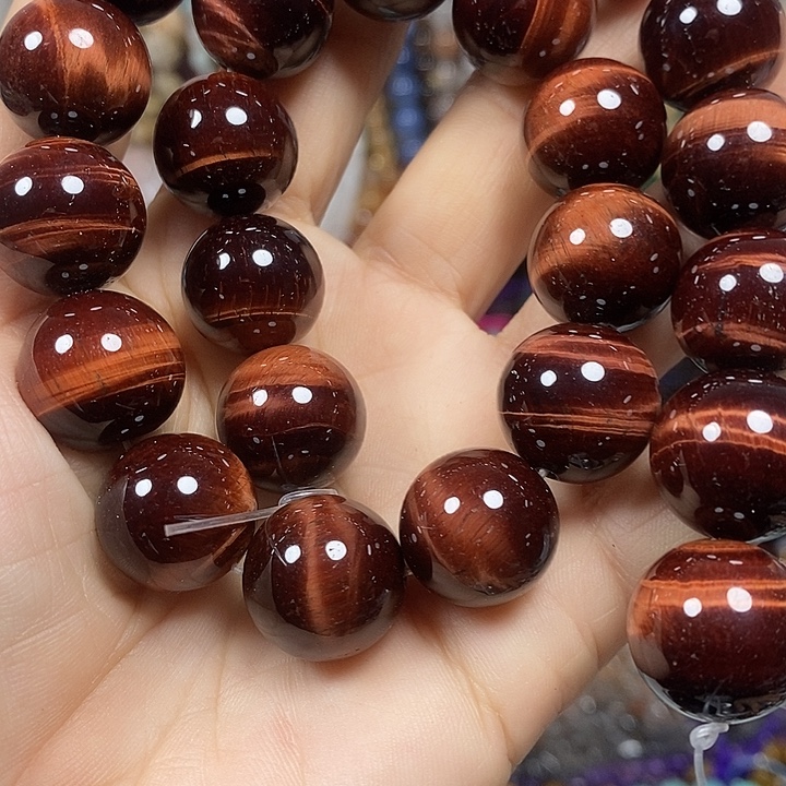 玛瑙/玉髓未镶嵌珠宝半成品A级虎眼卡16mm一条