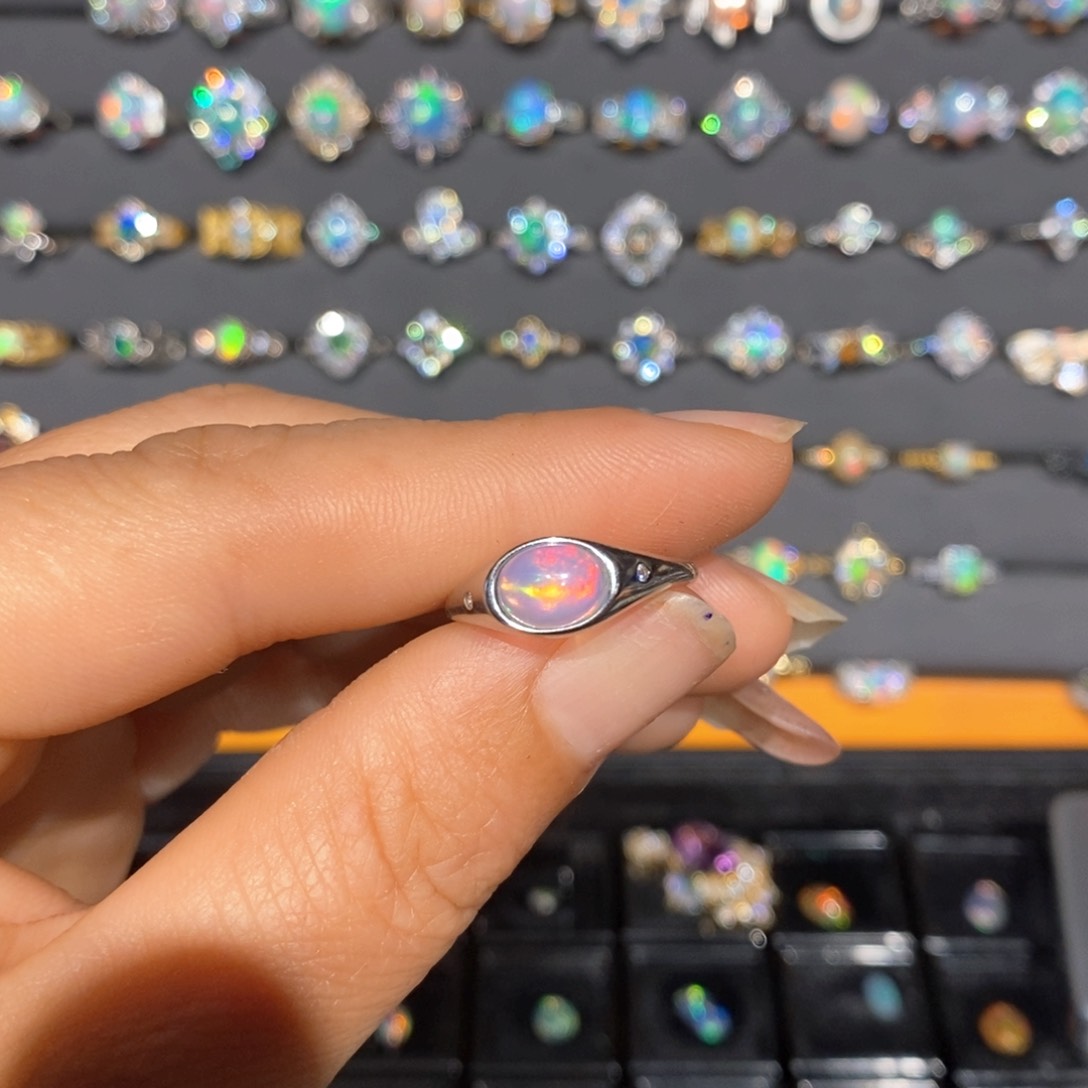 欧泊银S925镶嵌欧泊戒指