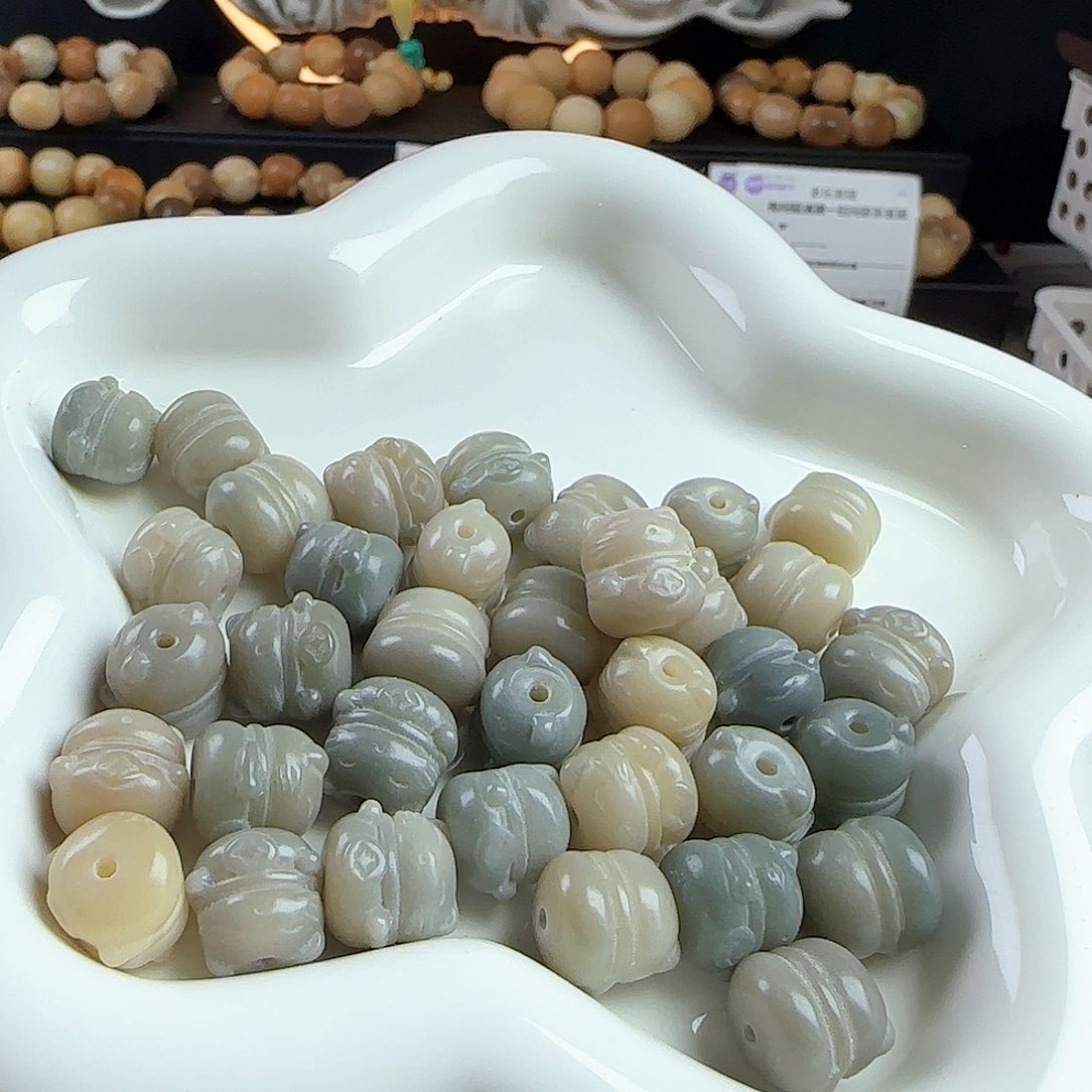 菩提根/象牙果手串卡12绿招财猫20颗