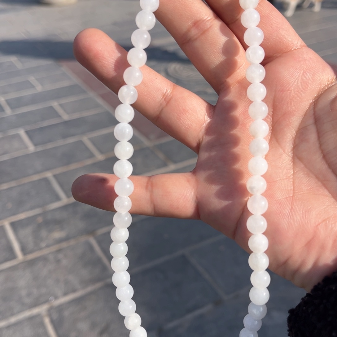 和田玉颈饰未镶嵌和田玉白玉8mm妈妈链