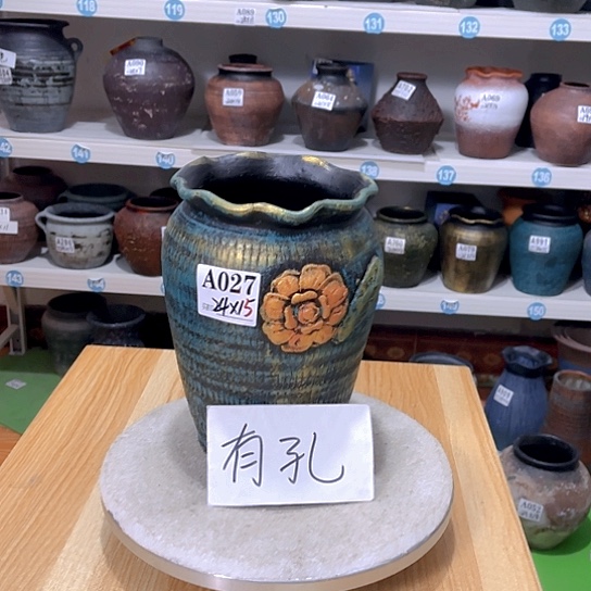 红陶手工制作工艺花盆