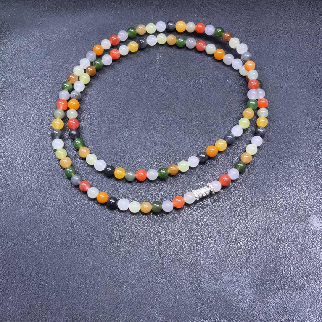 和田玉颈饰未镶嵌多样性彩虹链子卡6货头