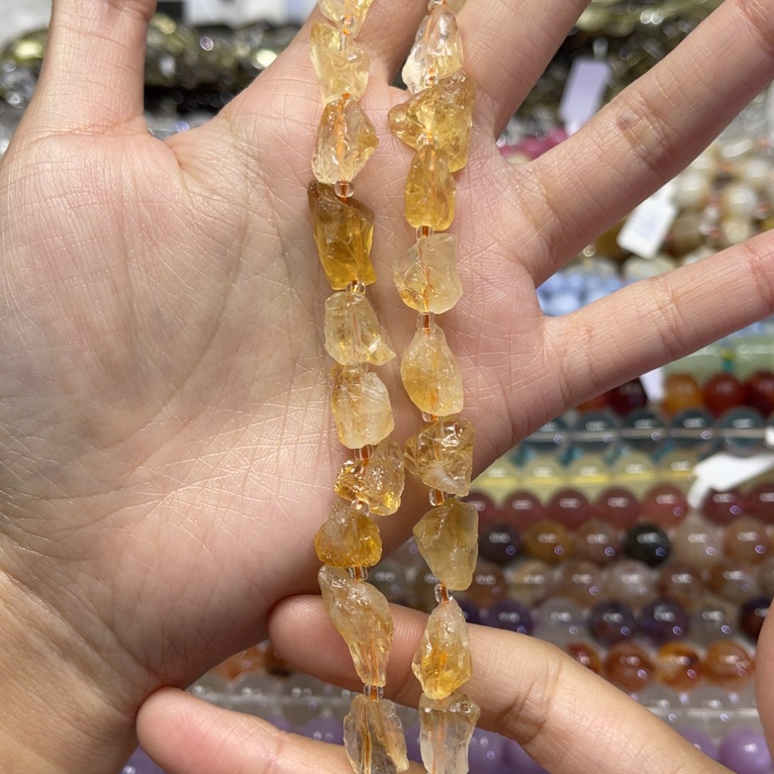 玛瑙/玉髓未镶嵌颈饰天然黄水晶卡10➕长条38厘米