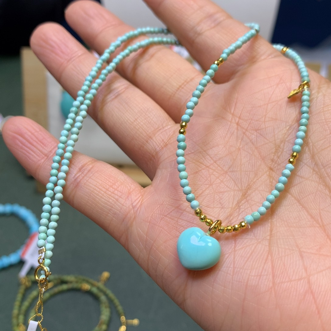 绿松石项链18K金镶嵌