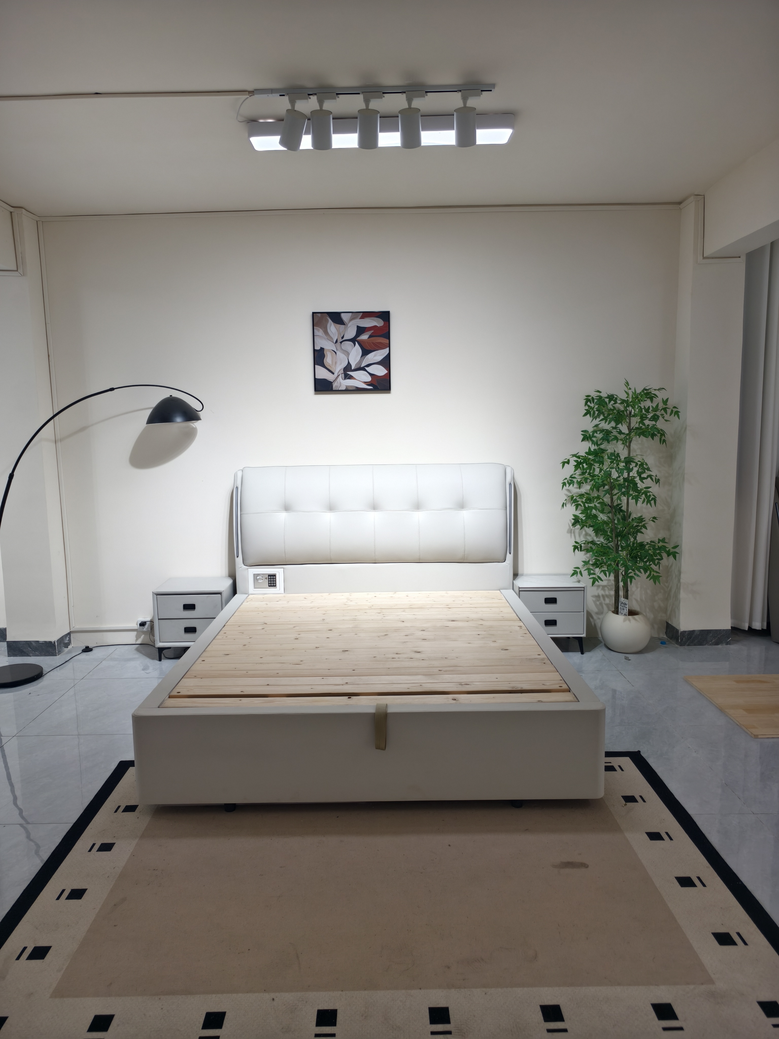 811#【政府补贴】新款头层牛皮储物高箱简约主卧婚床轻奢大床真皮床