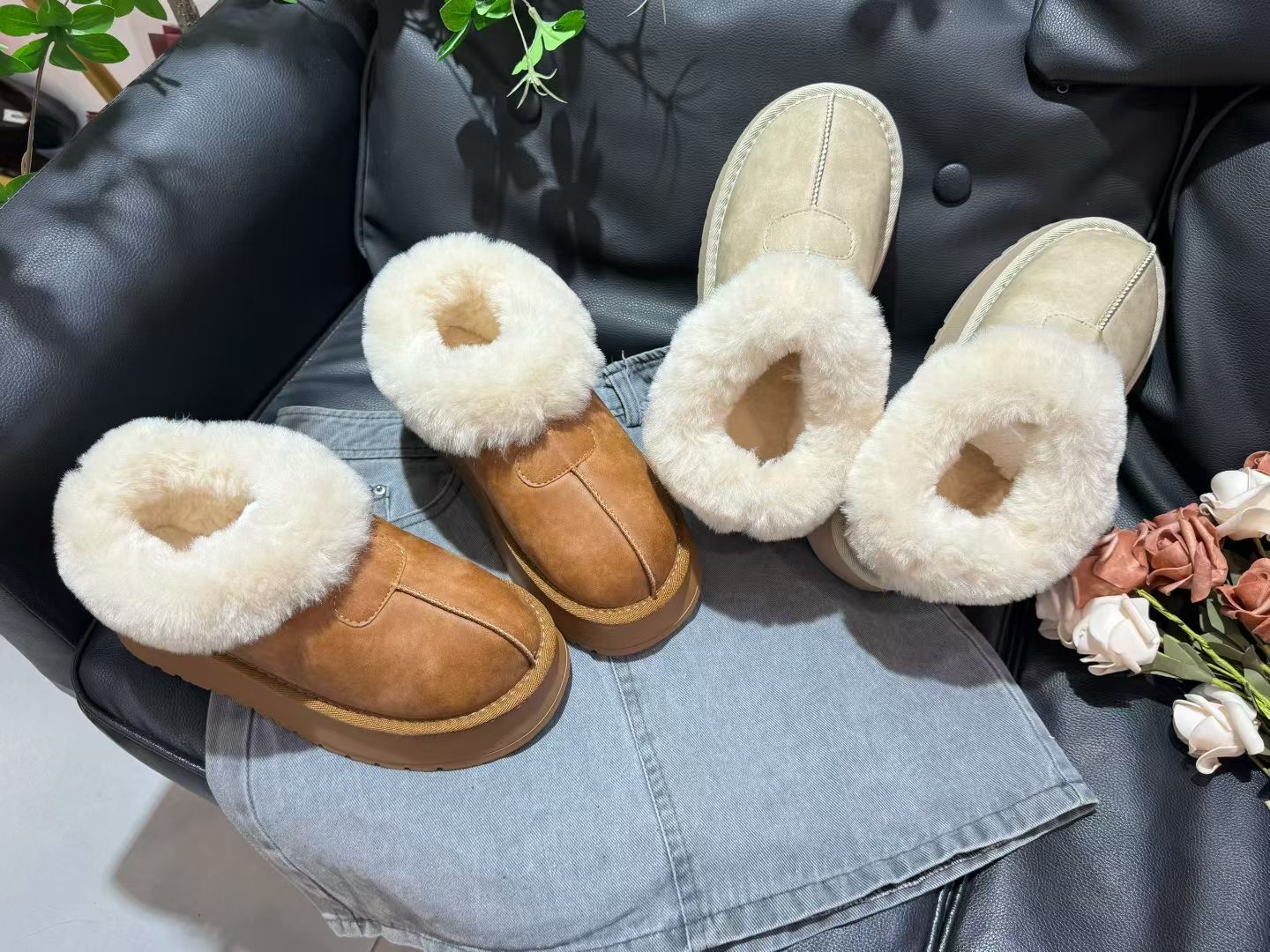 皮面雪地靴女百搭洋气