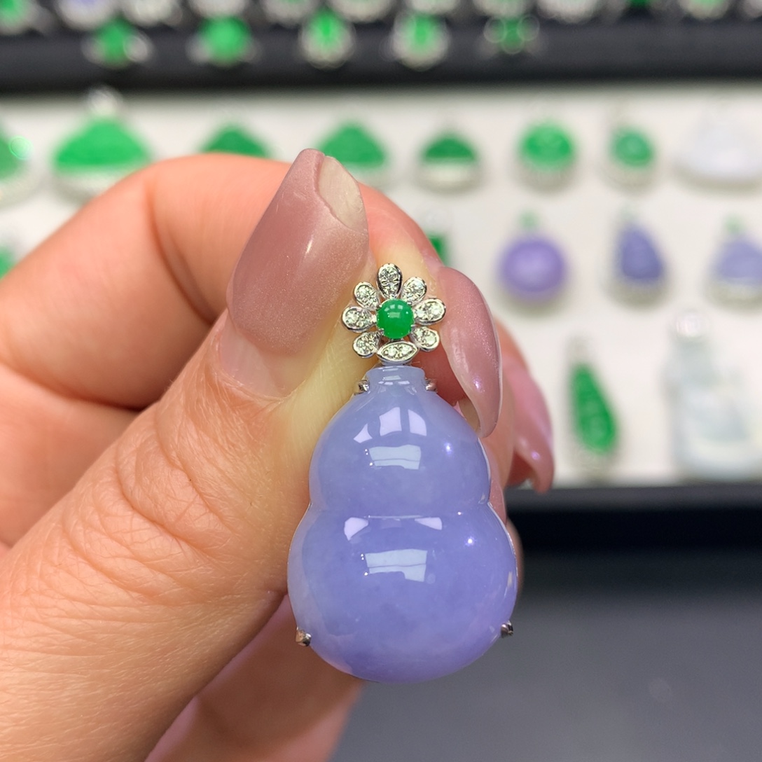 翡翠18K金镶嵌吊坠(不含链)