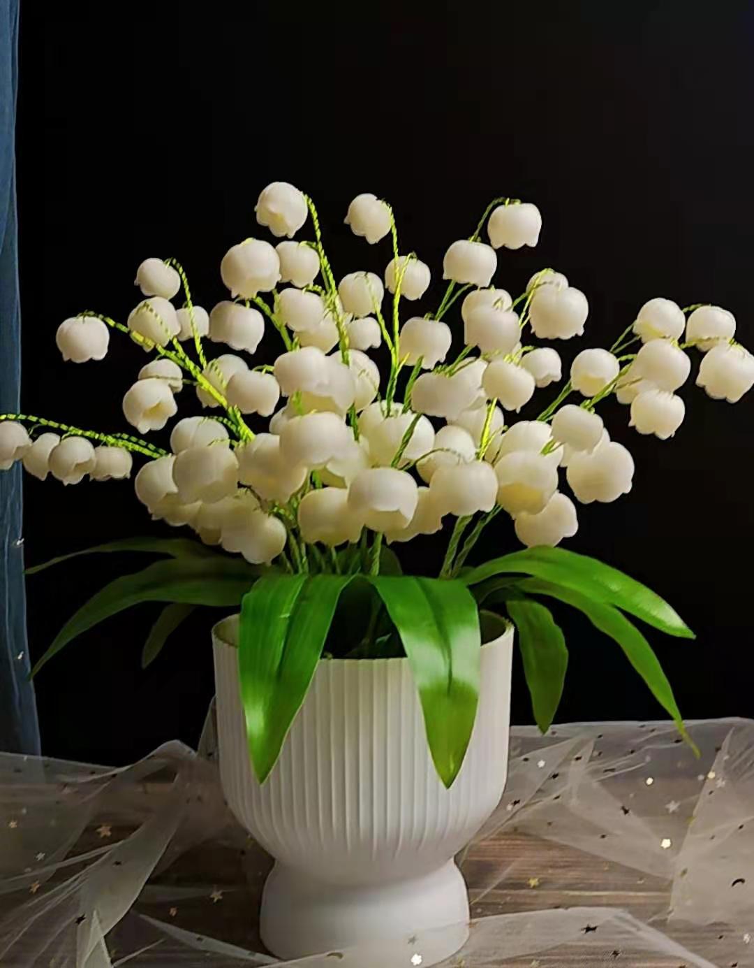 【送花瓶】手工diy磨砂小叶铃兰花材料包制作新年摆件家居装饰