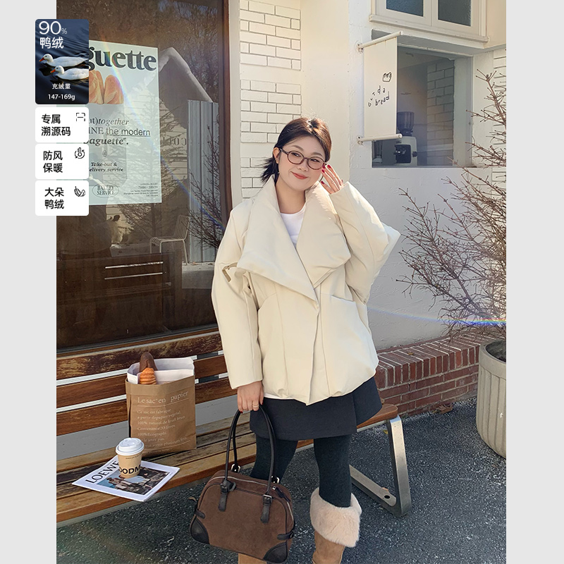 裂渡宣宣【艺术画廊】翻领白鸭绒外套女冬百搭保暖羽绒服ZY510V08
