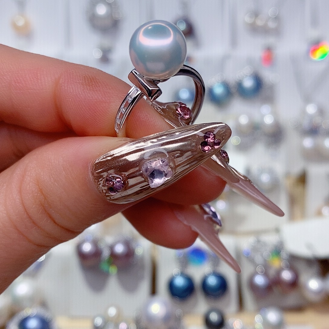 戒指银S925镶嵌淡水珍珠