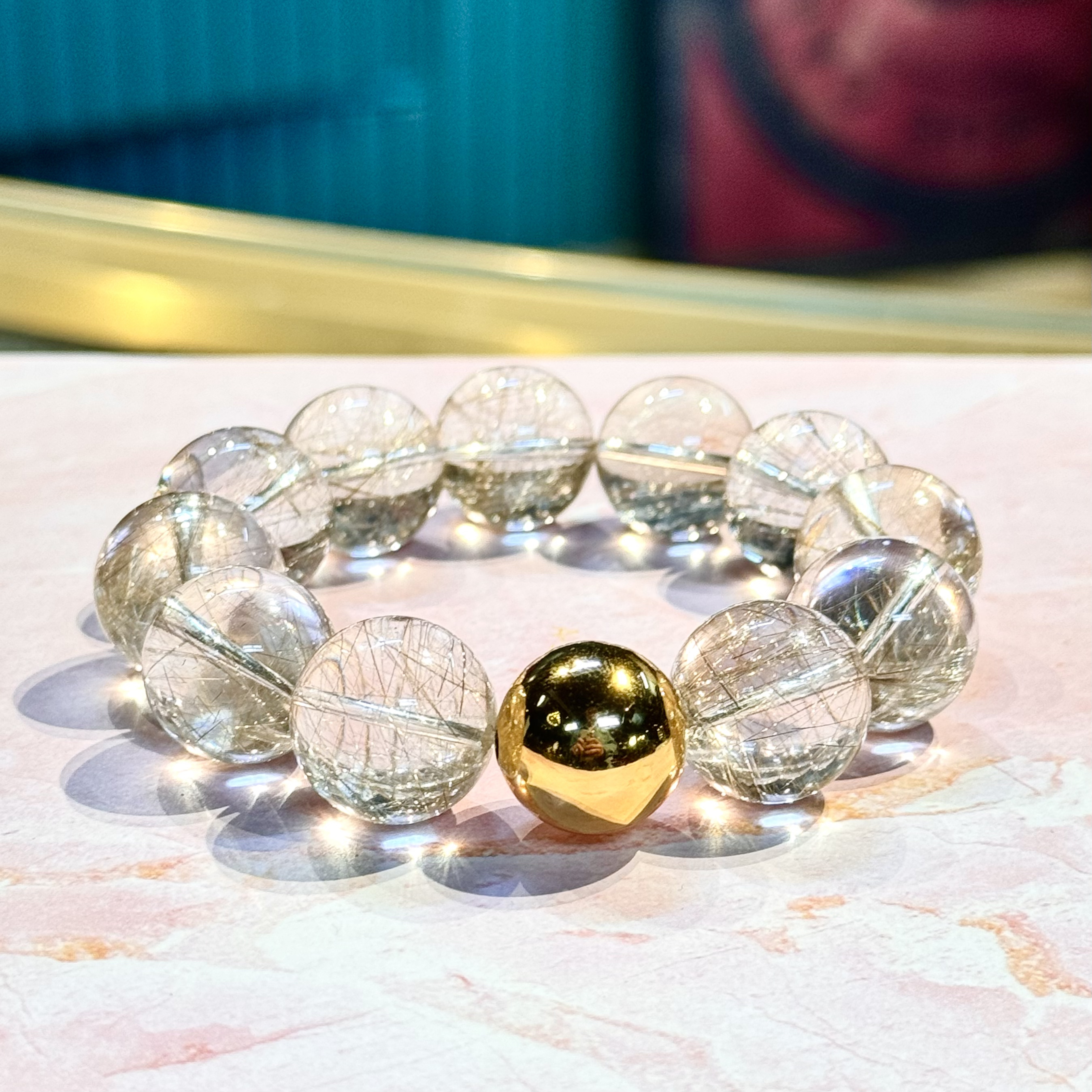 天然金发晶手串 17-18MM/K452