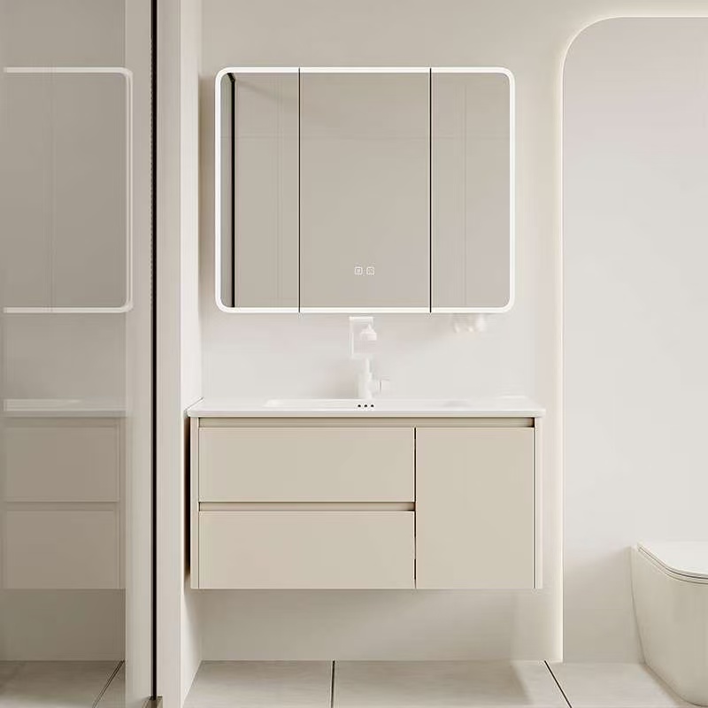 太空铝蜂窝设计一体盆浴室柜洗手洗脸盆组合