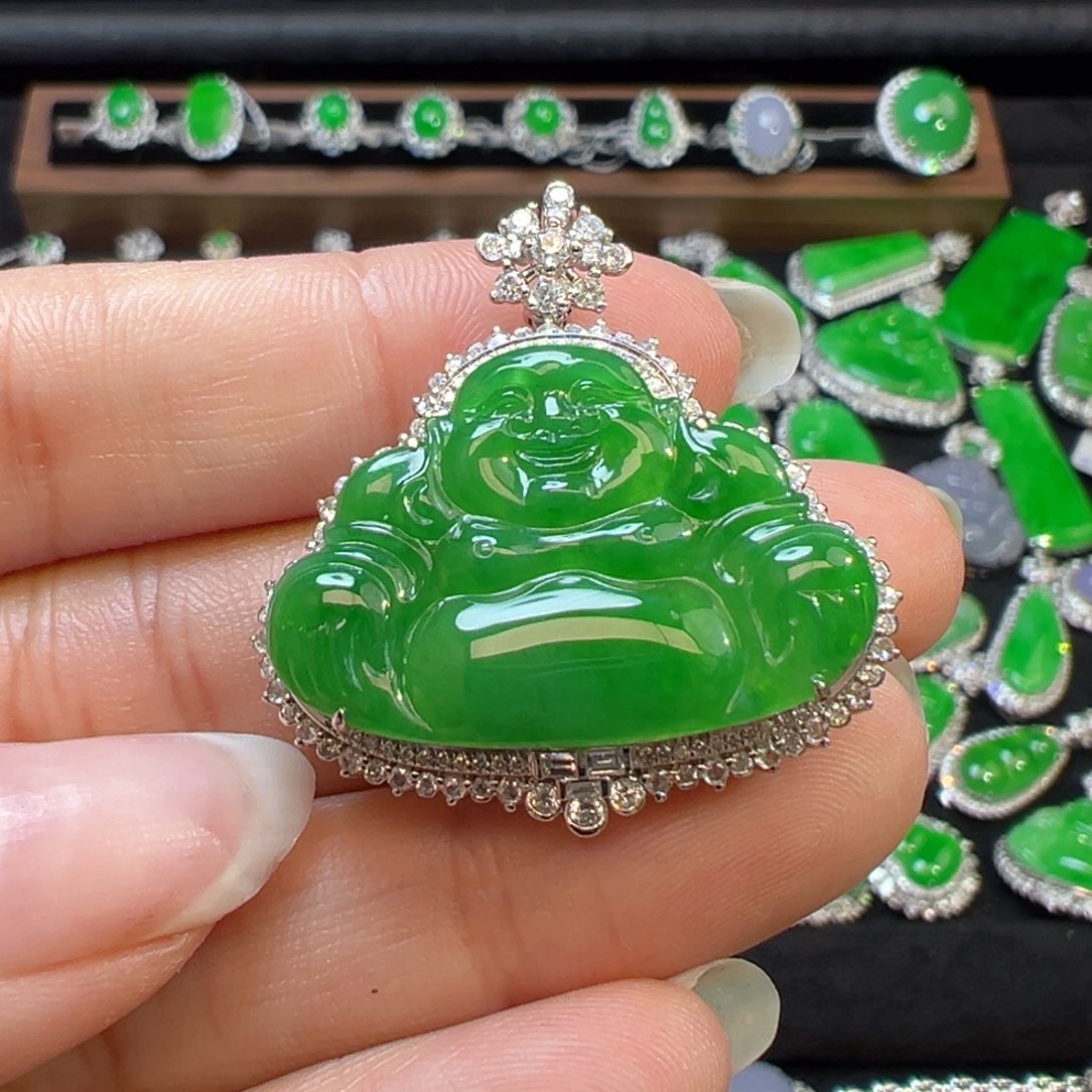 翡翠颈饰18K金镶嵌收货48小时鉴赏期