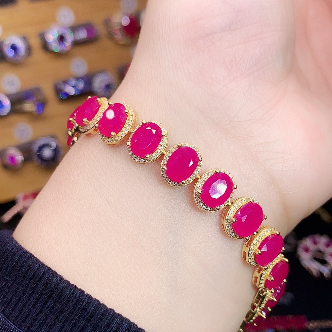 红宝石手链银S925镶嵌