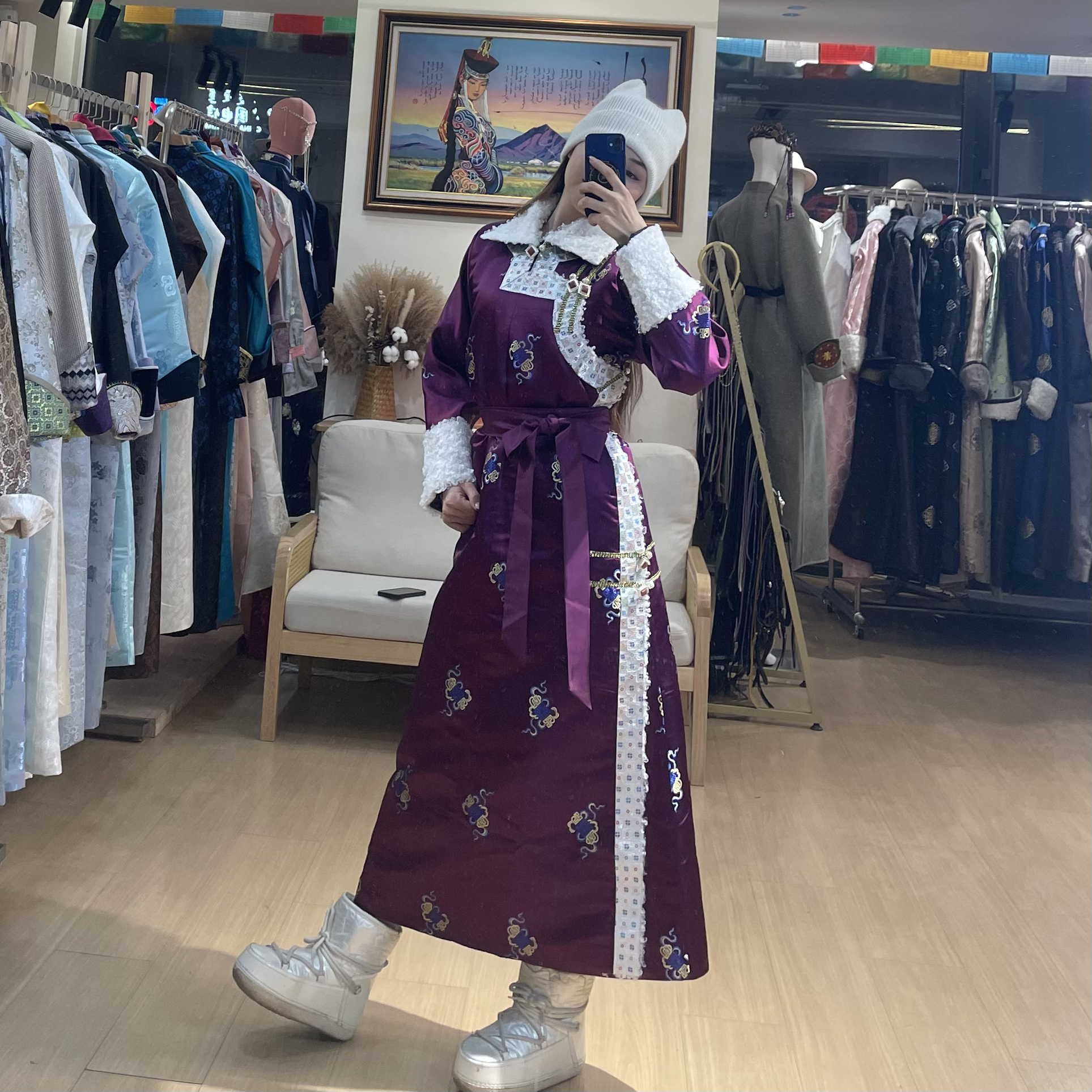 女款冬季传统民族风长款袍子