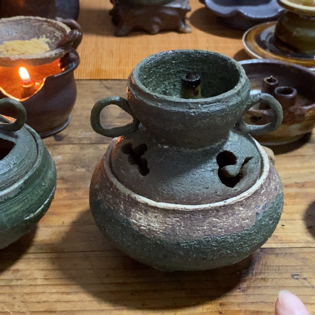 奶***猫景德镇陶瓷香炉油灯