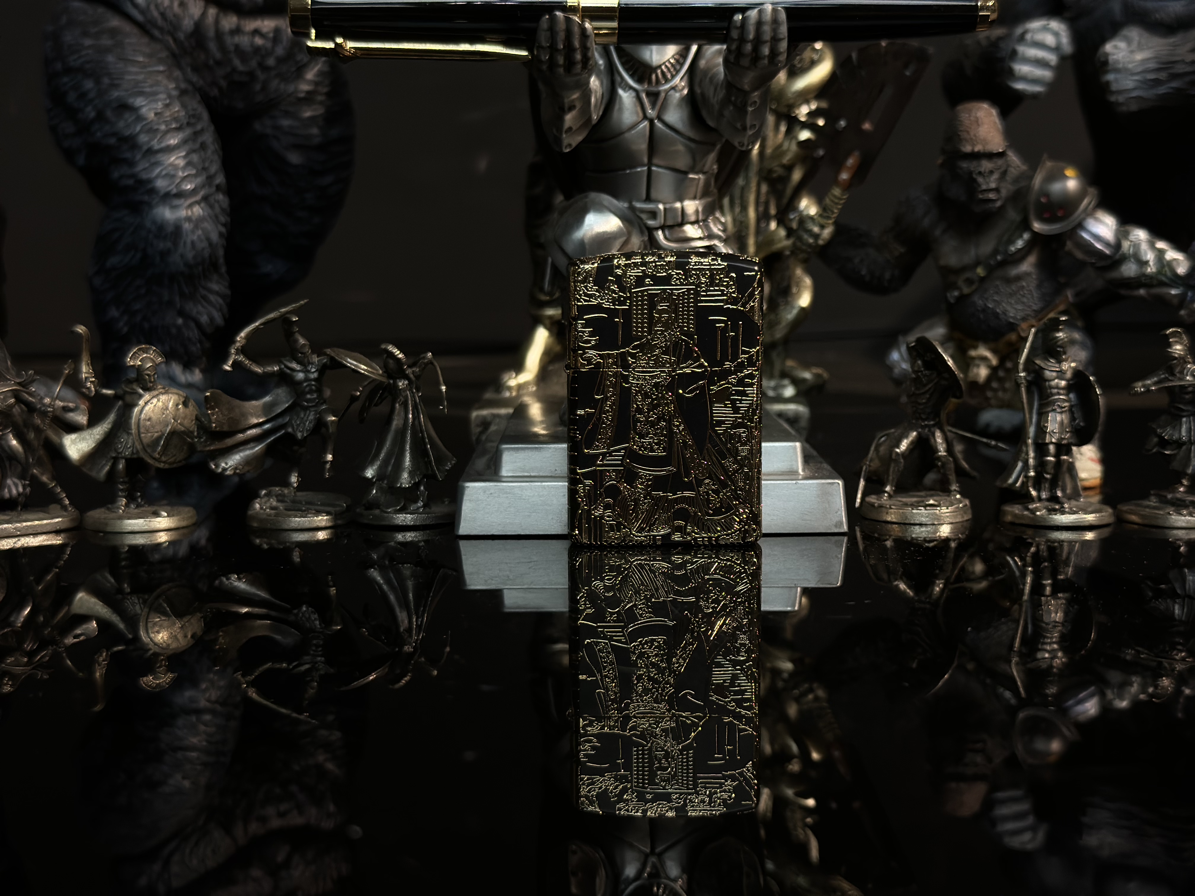 二代鎏金千古一帝砂轮打火机【全新机无煤-油】