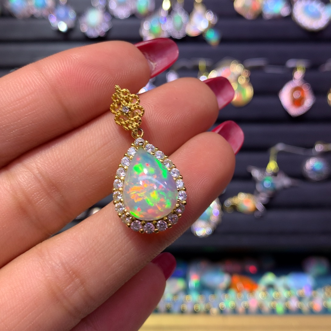 欧泊银S925镶嵌吊坠款