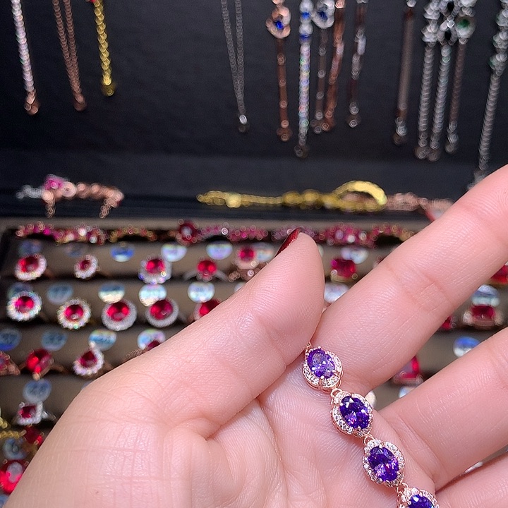 水晶手链银S925镶嵌玫瑰