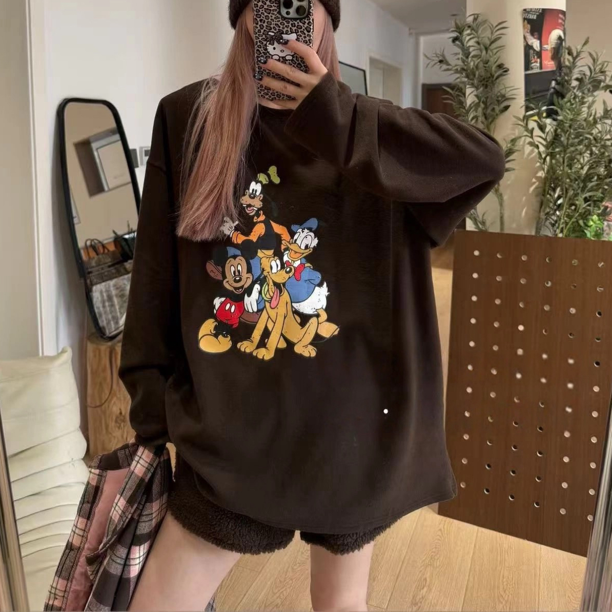 62038#東Room】2025冬款韩系慵懒宽松印花T