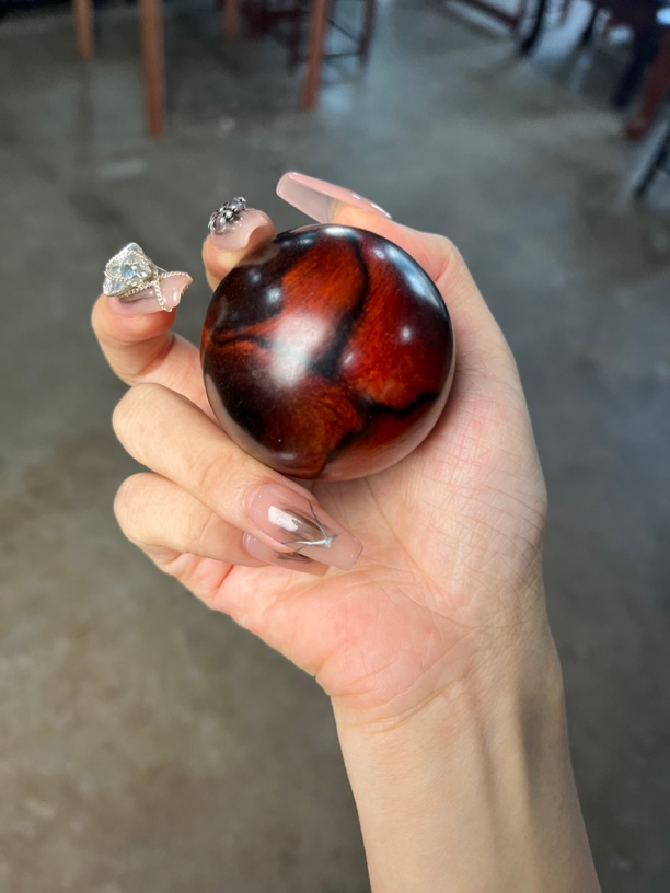 【限量福利】大红酸枝黑飘红5.0两个手球天然原木木球专业小件颜色