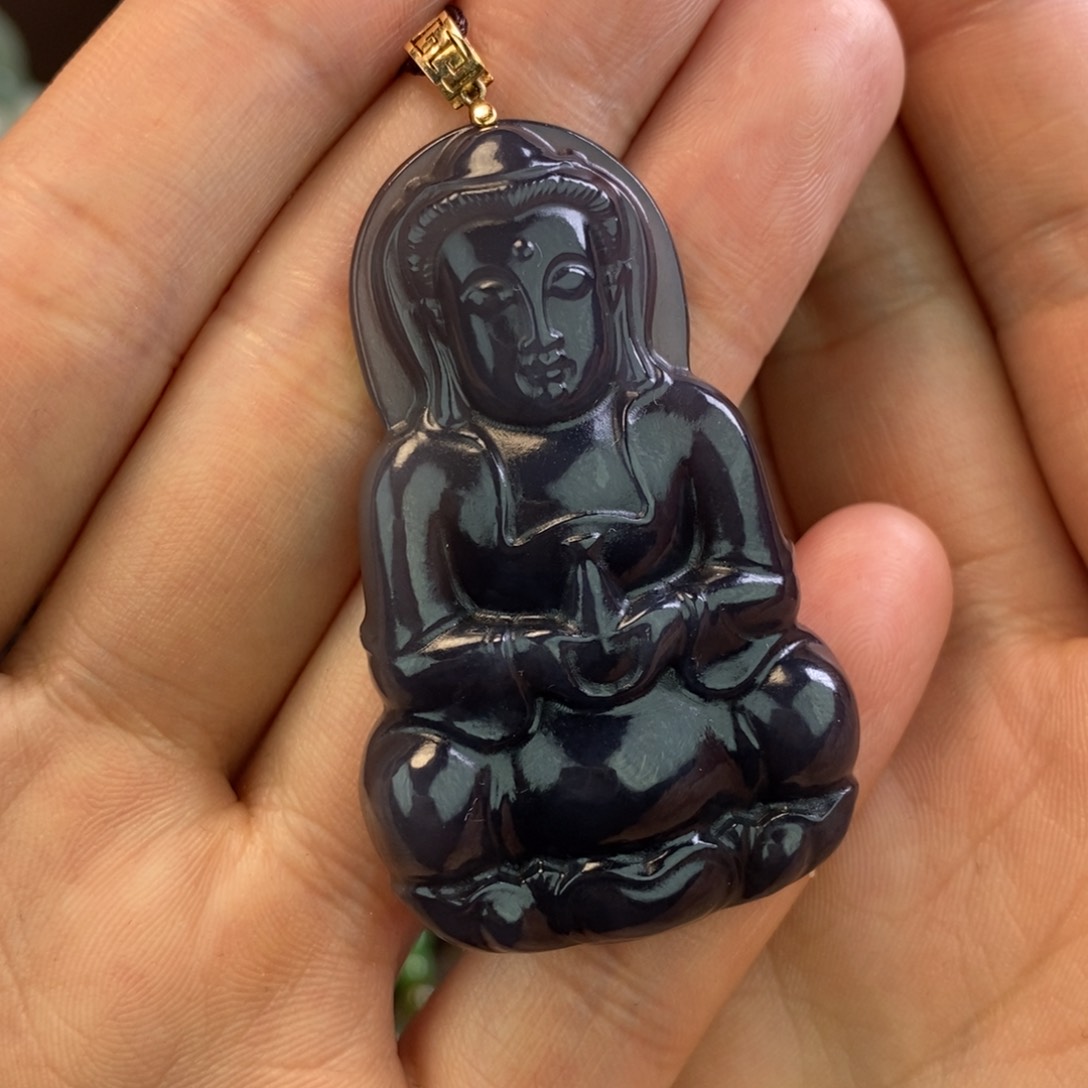 和田玉颈饰18K金镶嵌