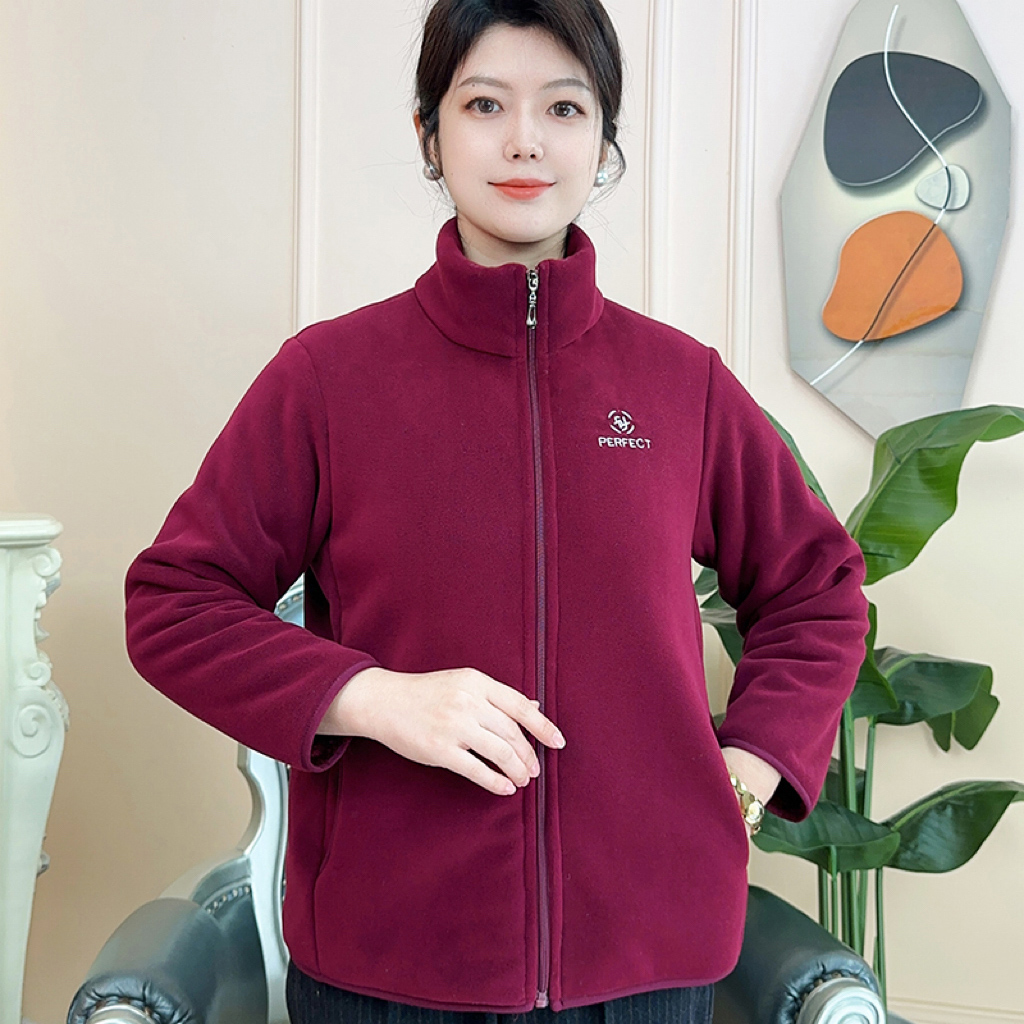 <<薄款>>时尚休闲大码女装外套运动百搭气质中年立领保暖妈妈装