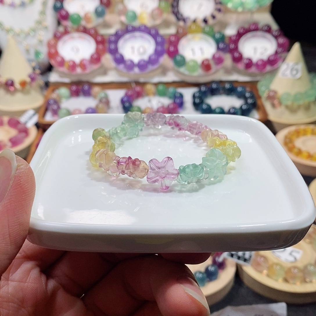 萤石手链未镶嵌马卡龙小花