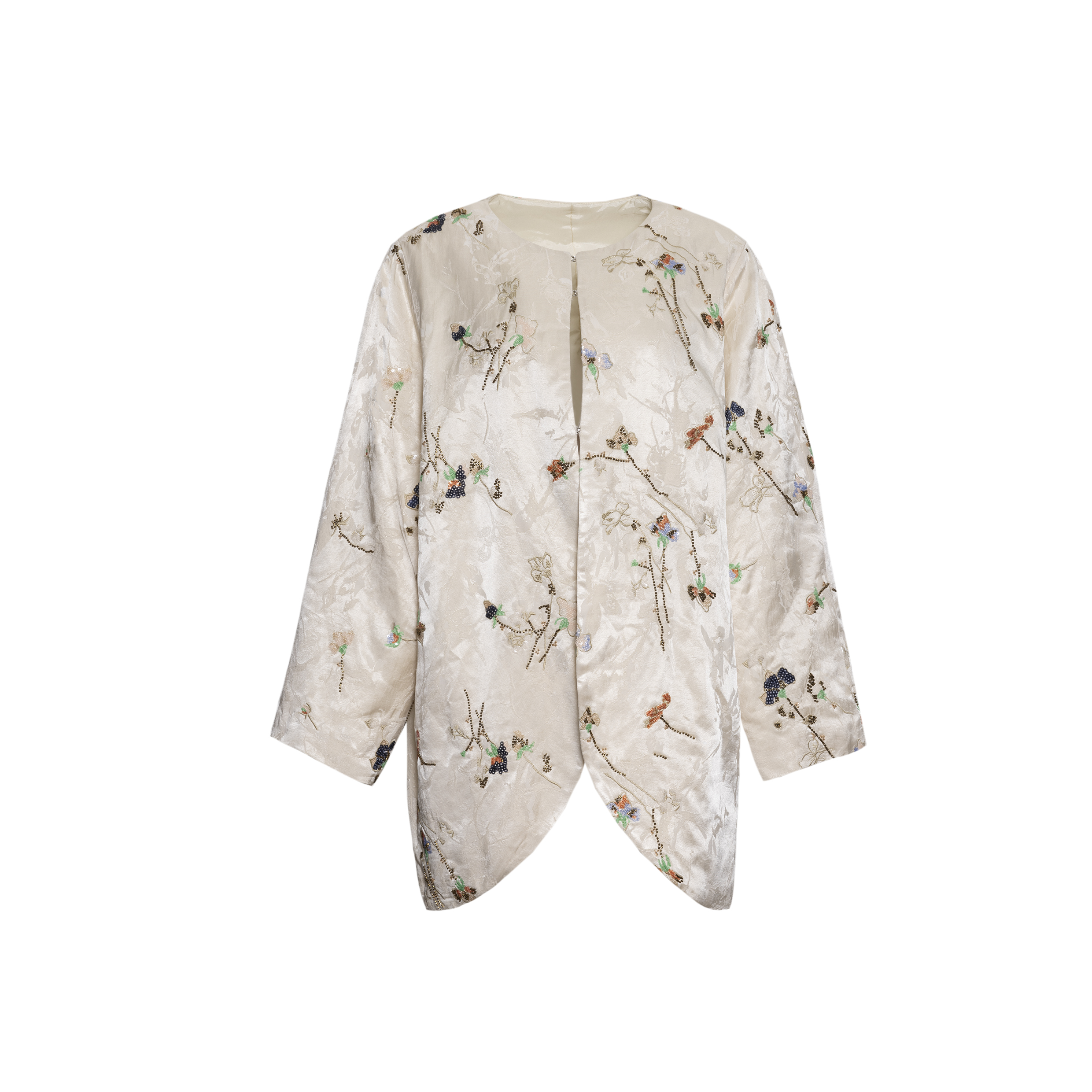 【坤姨专属】缎面刺绣开衫国风花卉蝴蝶重工绣花宽松不规则中式外套