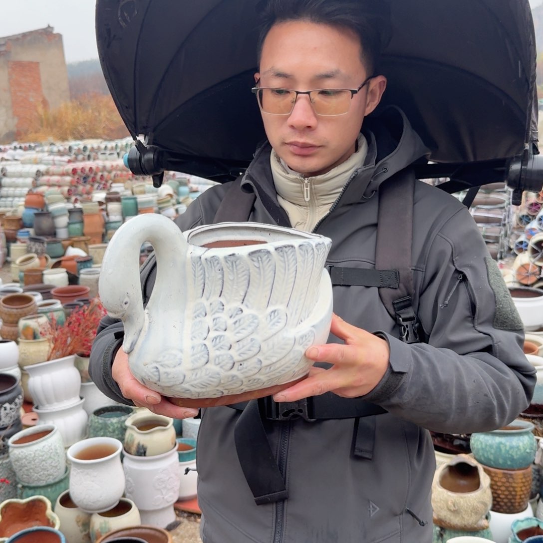 紫砂花盆鹅白色一个一个