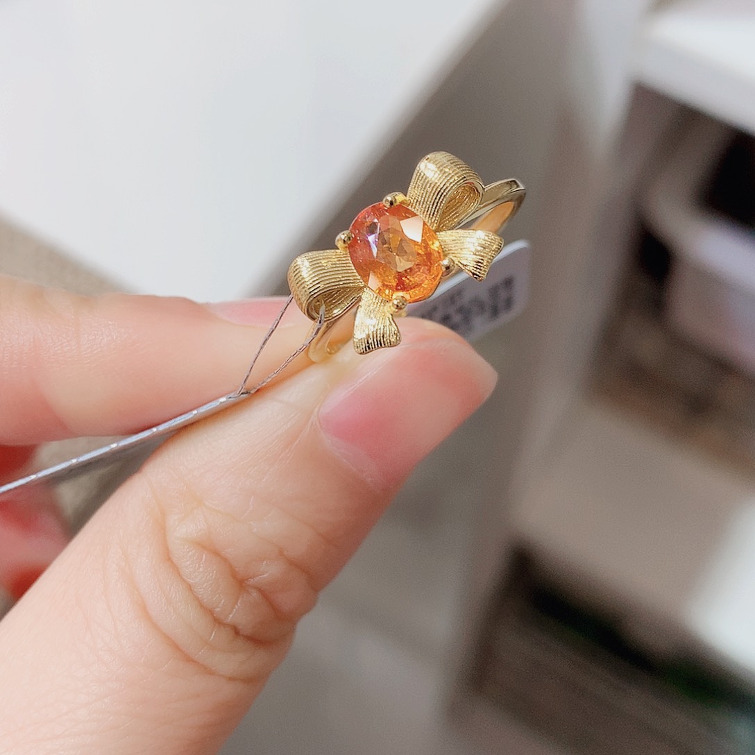 银S925镶嵌戒指石榴石（芬达石）