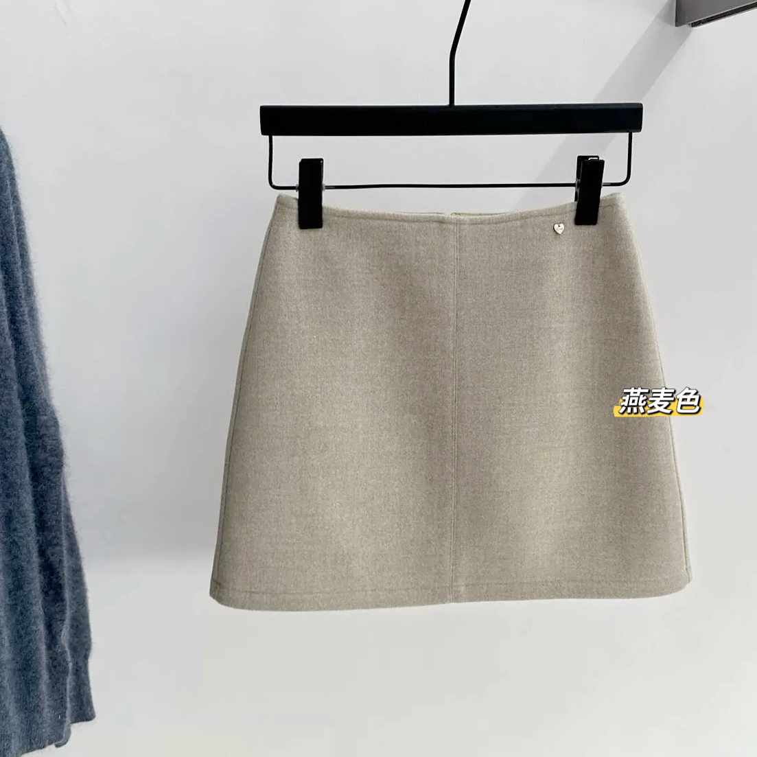 【高智感/韩系小爱心扣毛呢半身裙】秋冬季百搭显瘦高腰A字呢子短裙