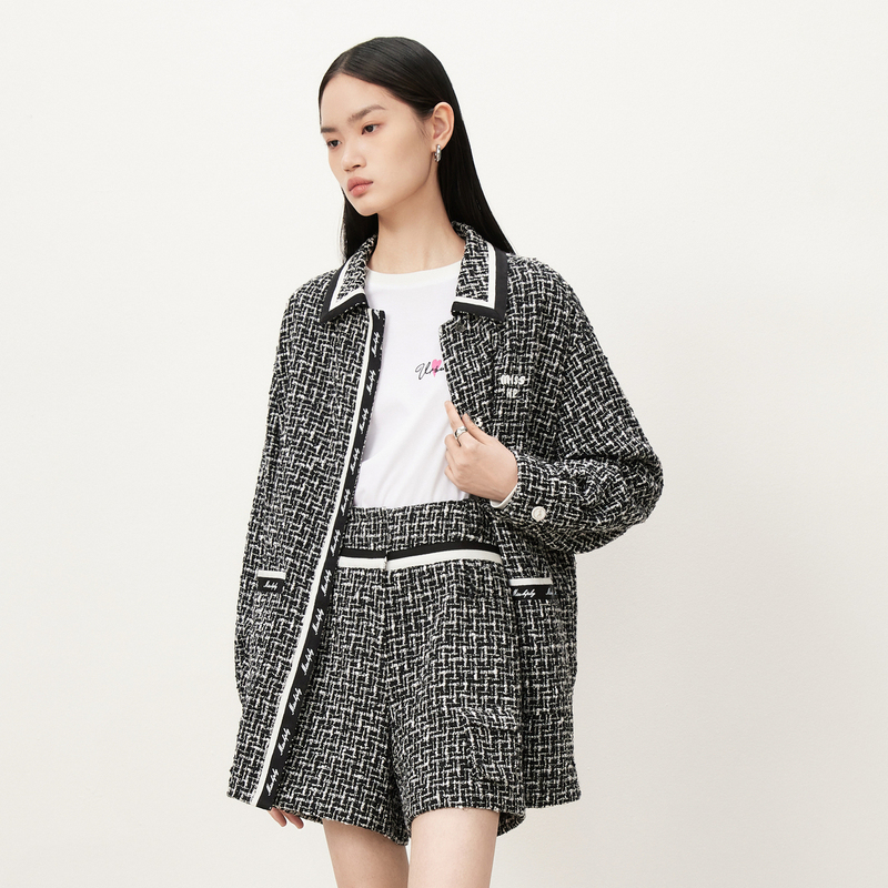 【商场同款】HPLY荷比俪2023秋季新款法式粗花呢外套HMD34520179