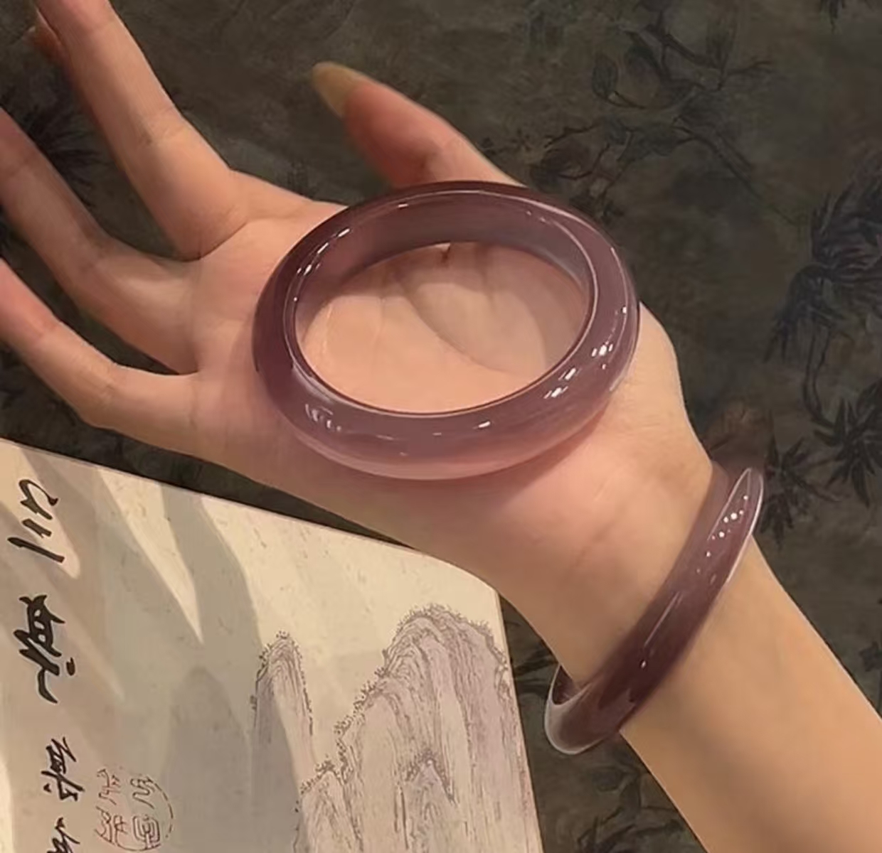 天然辰砂【青山渡】精美文玩手镯H-0062