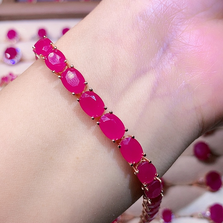 红宝石手链银S925镶嵌