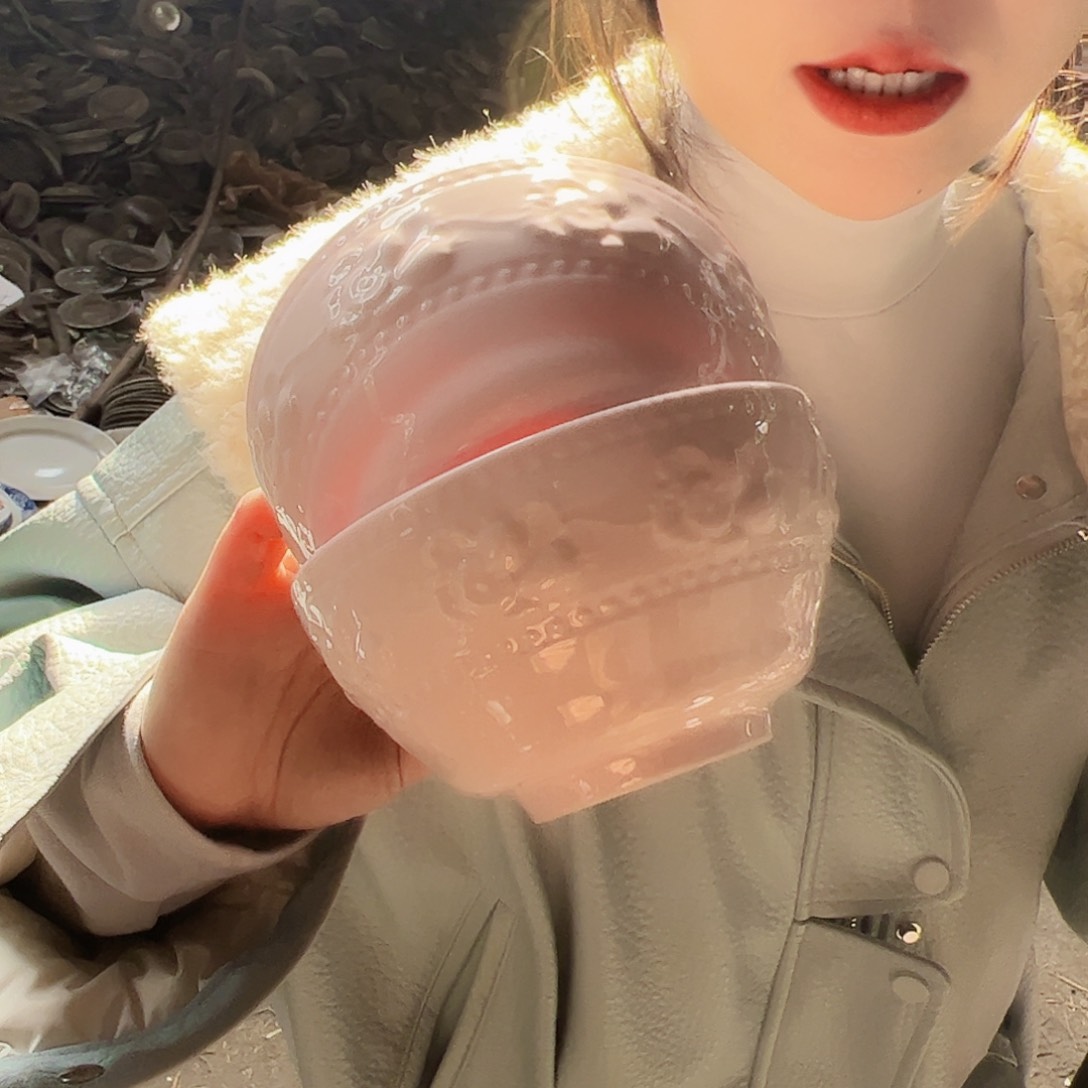 摆件瓷景德镇红xixi4.75寸碗2个