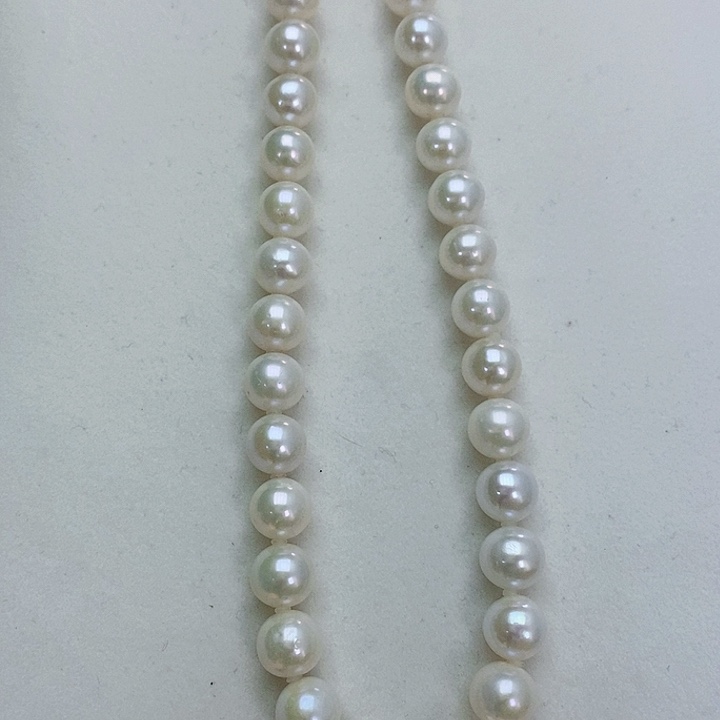 淡水珍珠颈饰银S925镶嵌8-9正圆炫彩极强光