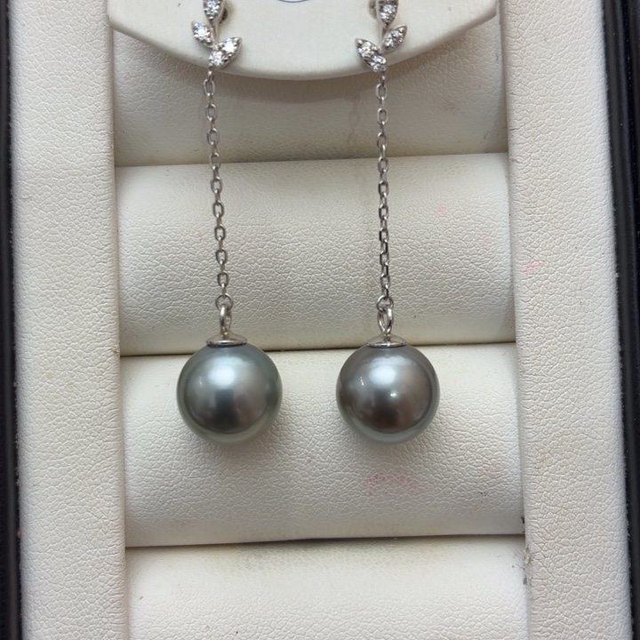 耳饰银S925镶嵌海水珍珠