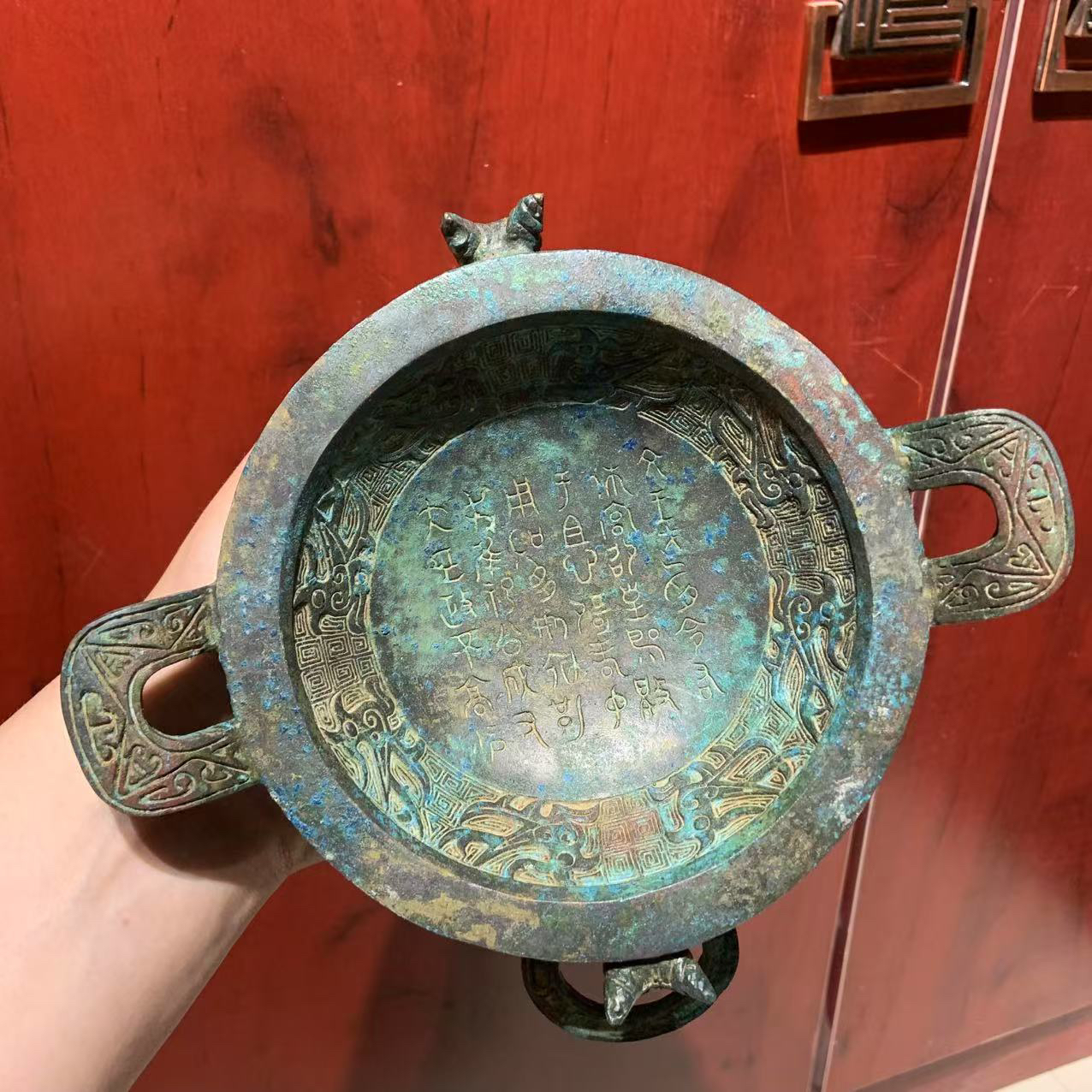 精美复古逨盘仿古青铜器博古架纯铜开业商务礼品