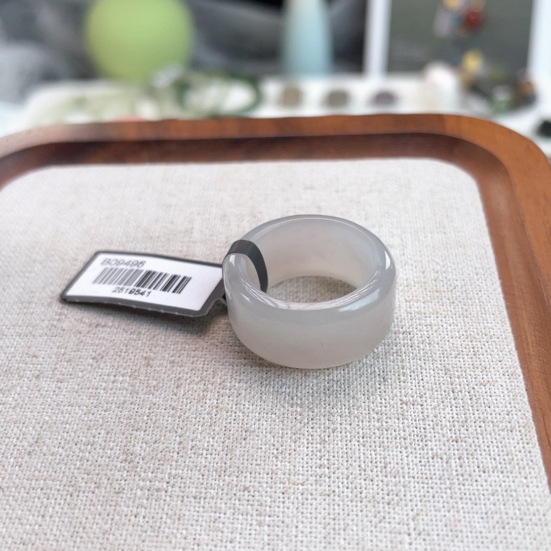 和田玉未镶嵌戒指U89粉紫圆切17.4不退换