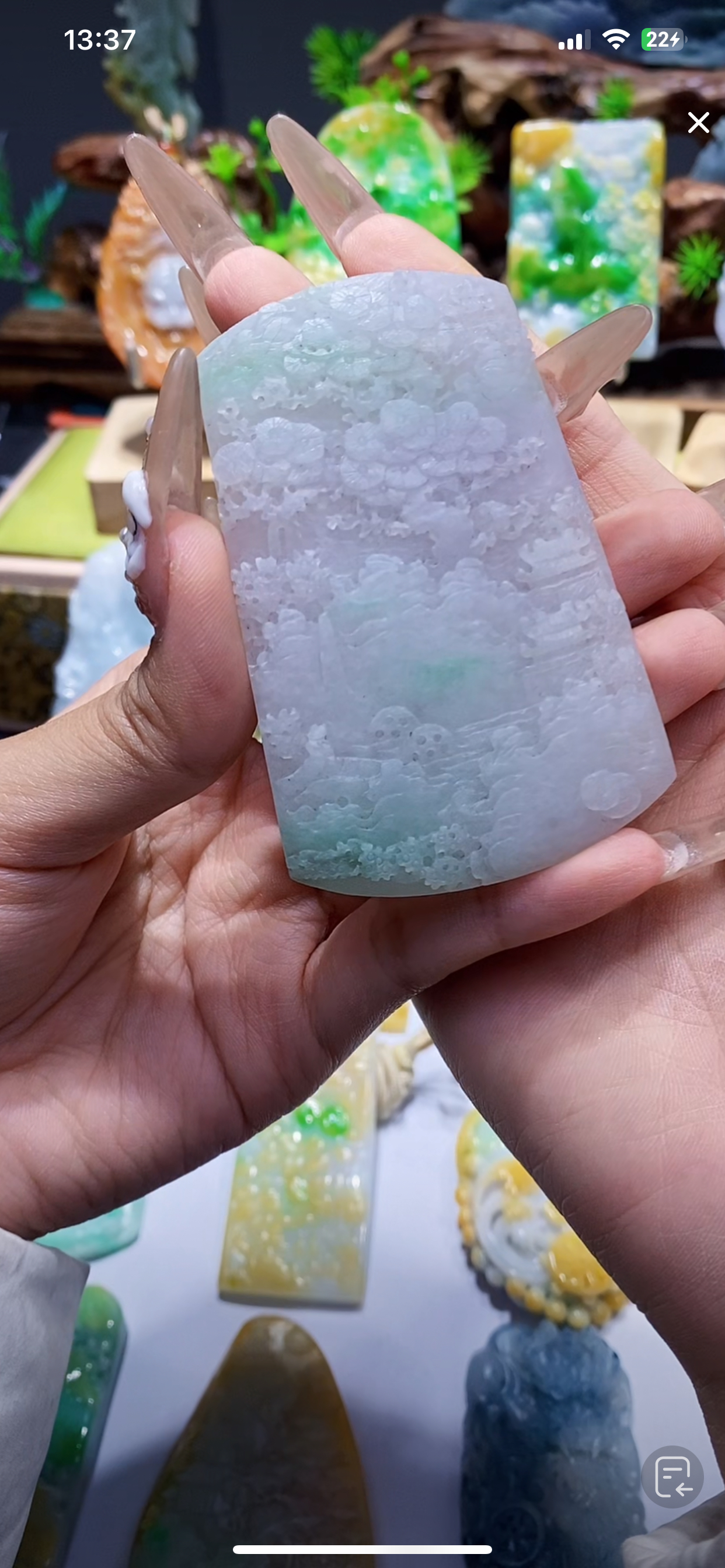 翡翠挂件毛货抛光一物一证