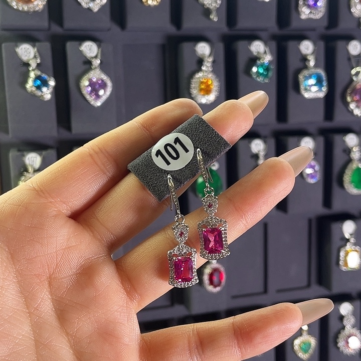 耳饰银S925镶嵌碧玺101