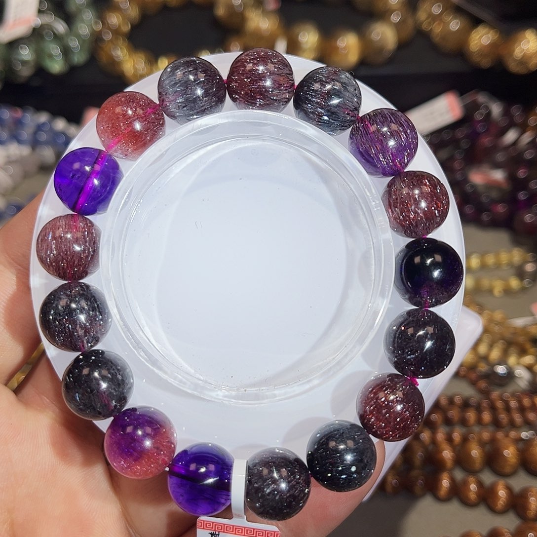 水晶手链未镶嵌黑加仑超七