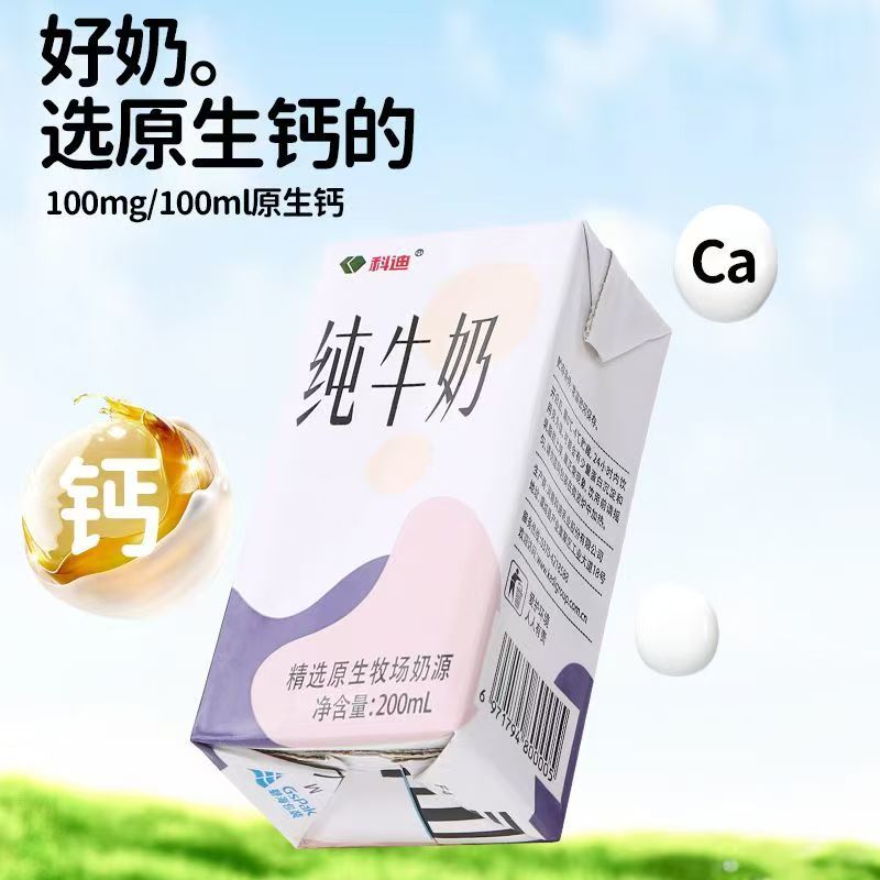 科迪 100%生牛乳纯牛奶200ml*20盒儿童早餐奶盒装奶
