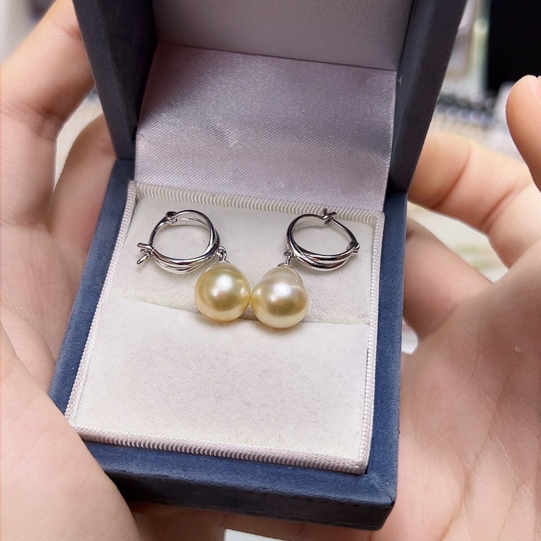 海水珍珠耳饰银S925镶嵌